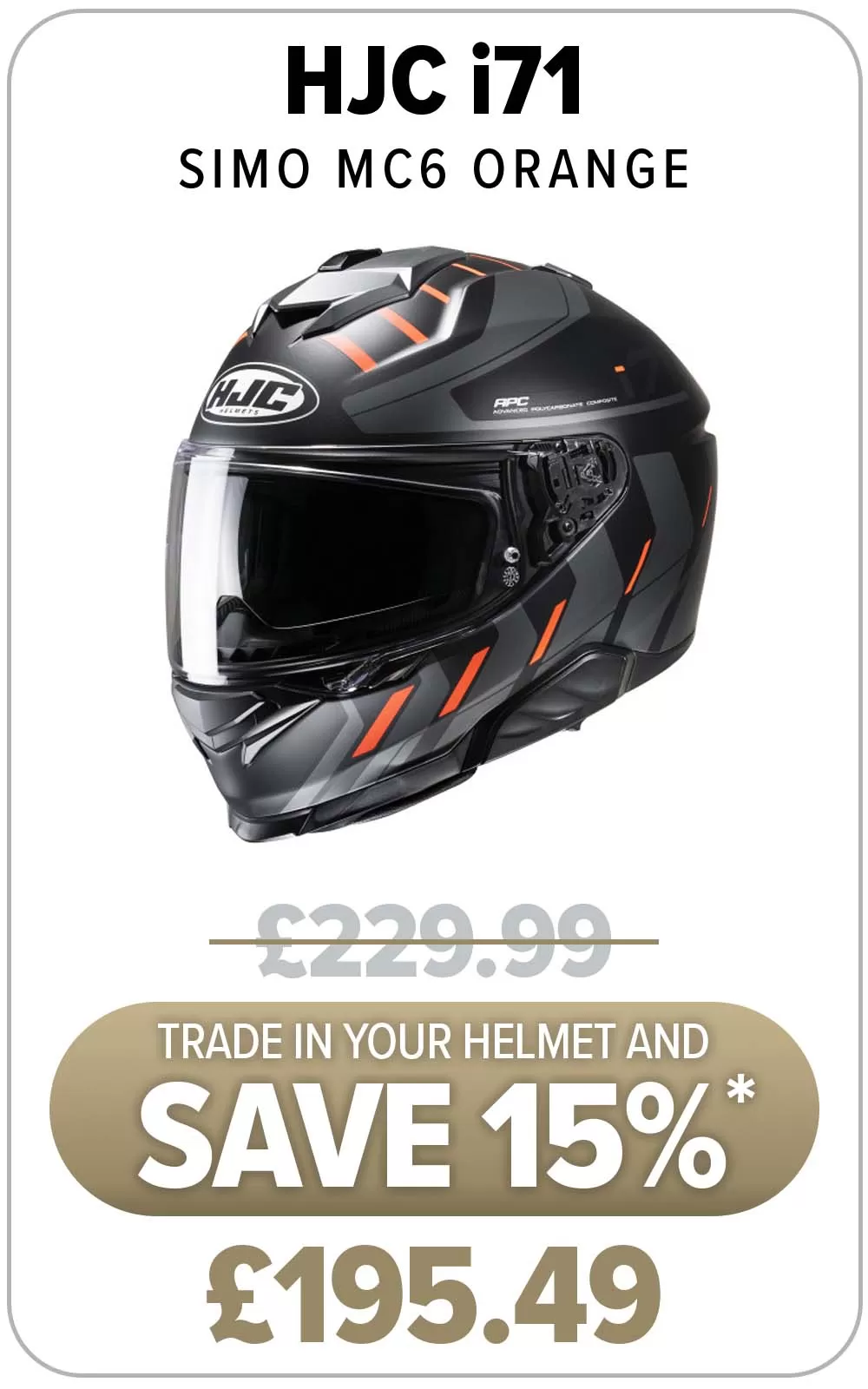 Enjoy up to 25% off a new helmet when you trade in your old one! T&Cs apply. Only at Laguna Motorcycles.