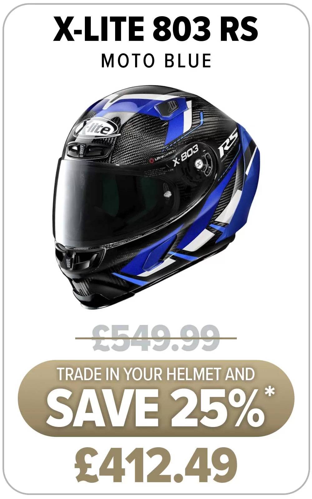 Enjoy up to 25% off a new helmet when you trade in your old one! T&Cs apply. Only at Laguna Motorcycles.