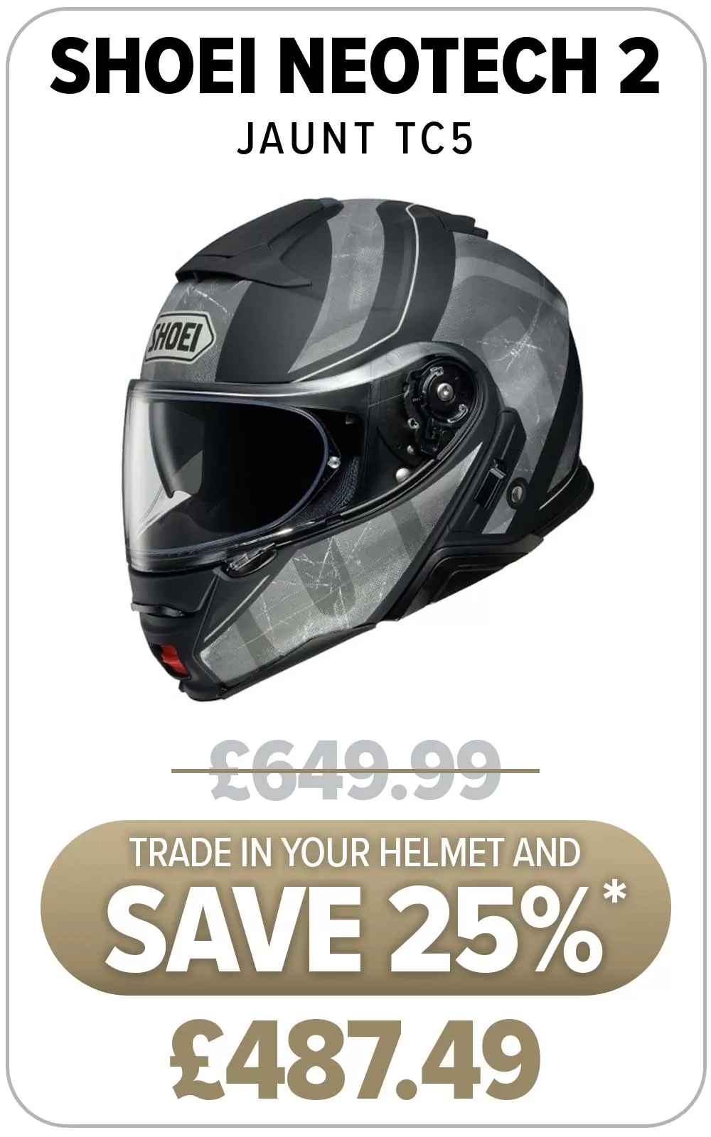 Enjoy up to 25% off a new helmet when you trade in your old one! T&Cs apply. Only at Laguna Motorcycles.