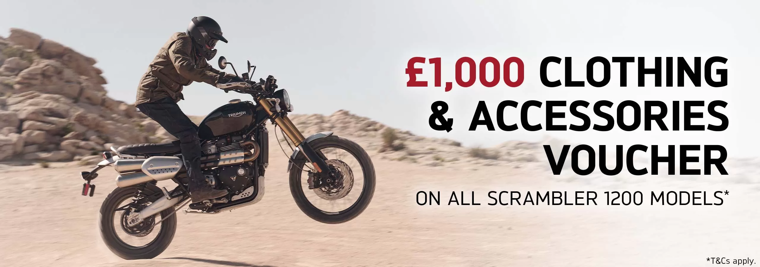 Triumph Scrambler 1200 models - Enjoy a £1,000 clothing & accessories voucher!