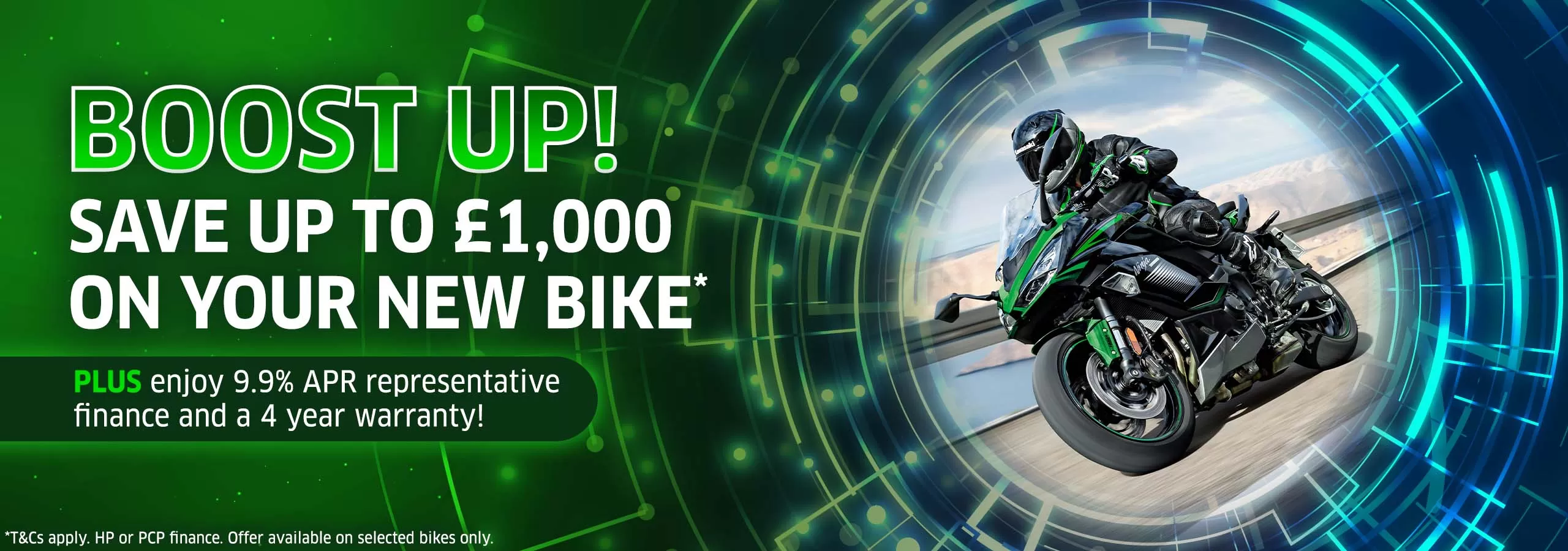 Save up to £1,000 when you take a test ride on selected Kawasaki bikes at Laguna Motorcycles in Maidstone and Ashford