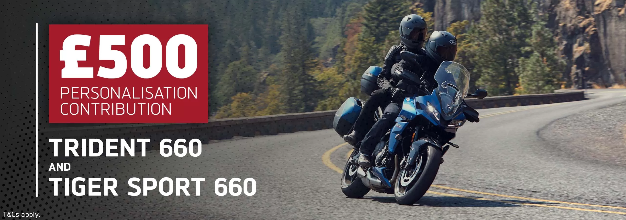 Triumph Tiger Sport 660 and Trident 660, now available with 4.9% APR Representative finance - T&Cs apply.