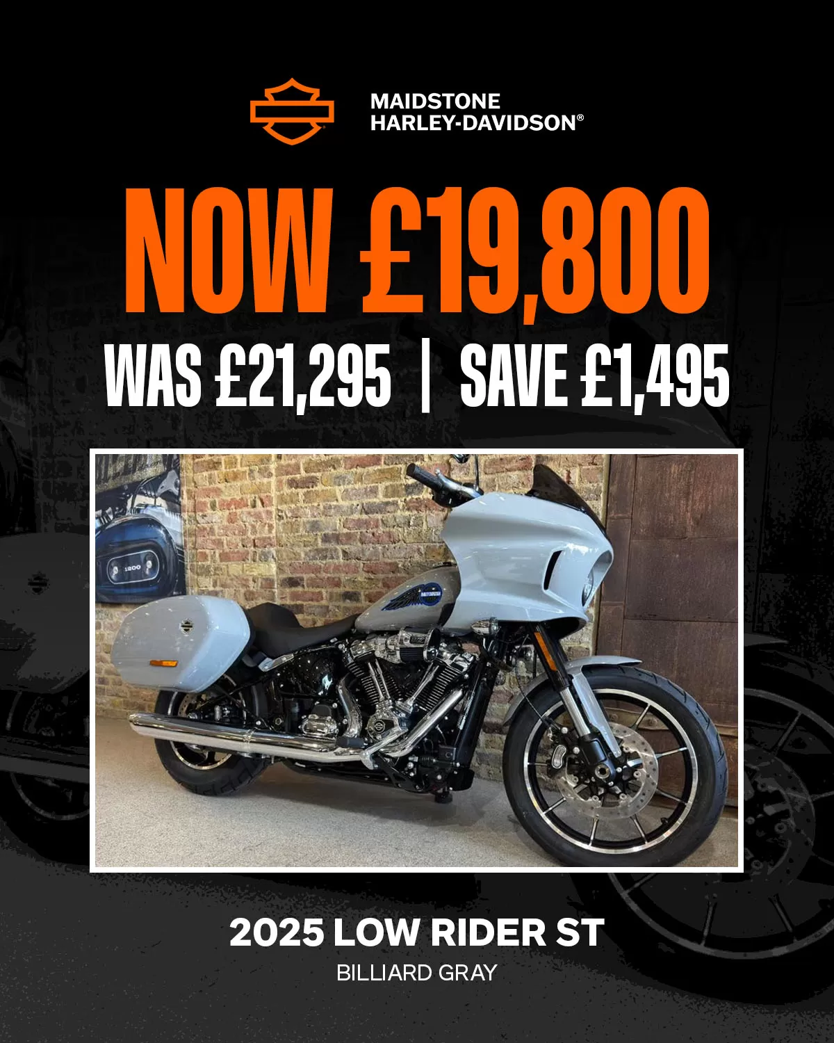 2025 FXLRST-LOW RIDER ST BILLIARD GRAY - Special price available only at Maidstone Harley-Davidson - NOW £19,800, WAS £21,295, SAVE £1,495