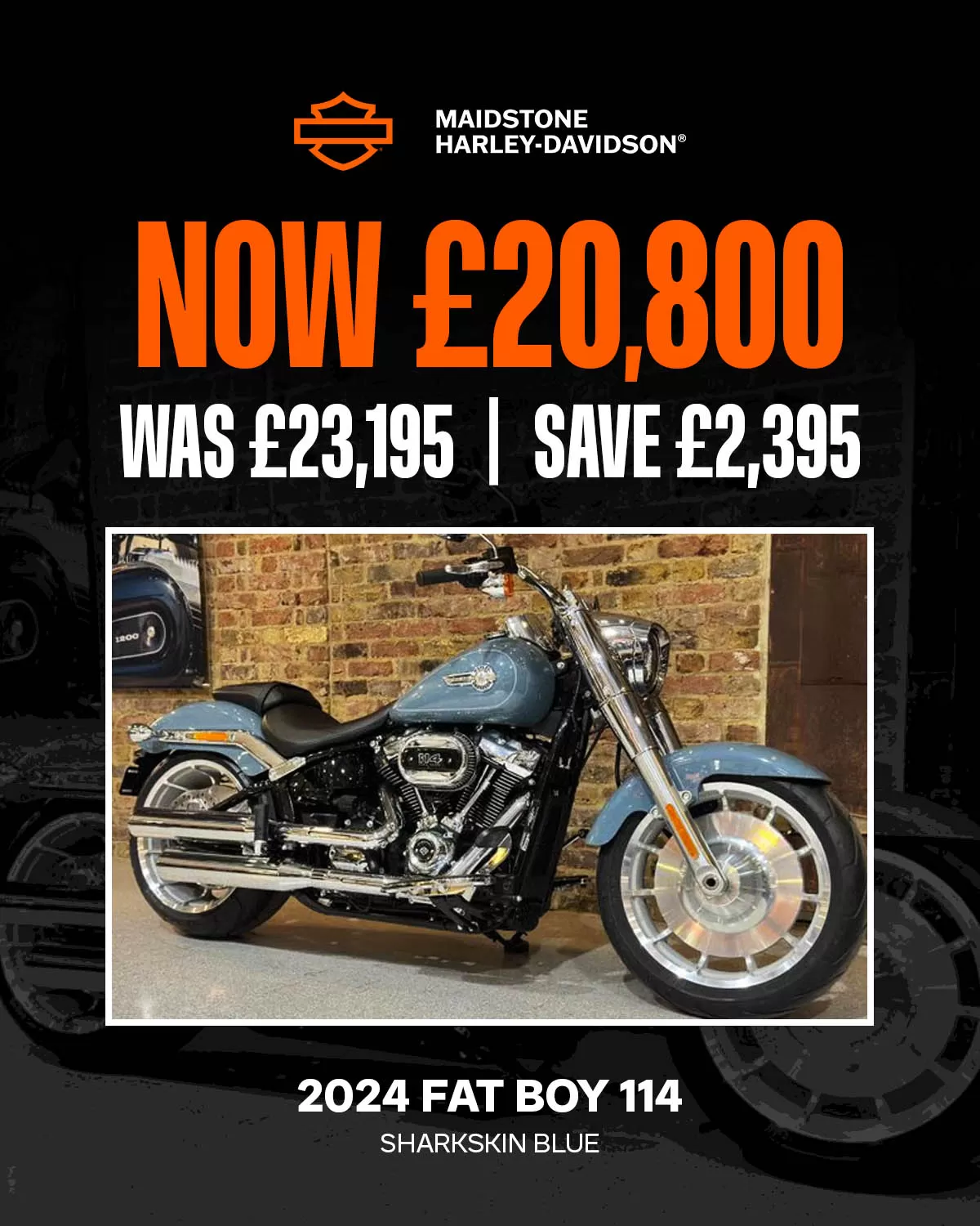 2024 FLFBS-FAT BOY 114 SHARKSKIN BLUE - NOW £20,800, WAS £23,195, SAVE £2,395