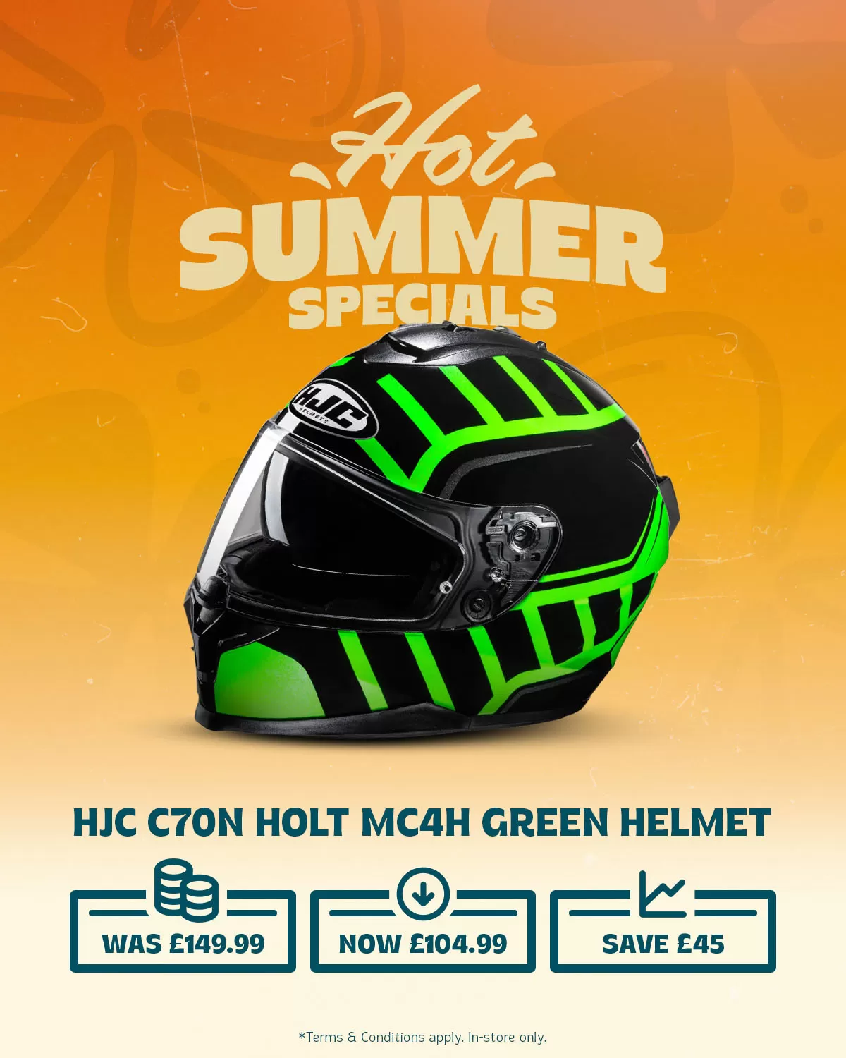 HJC C70N Holt MC4H Green Helmet Was £149.99 Now £104.99