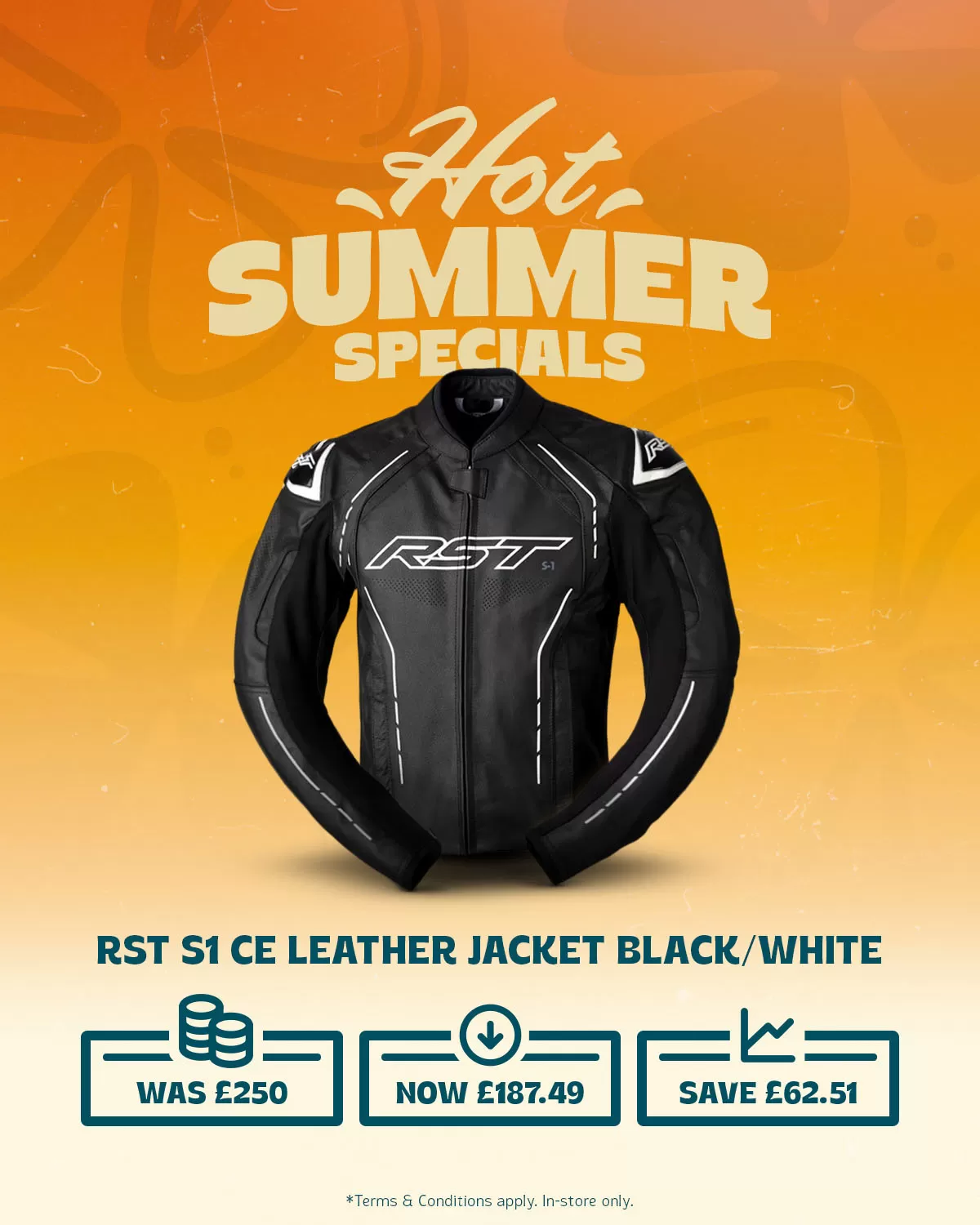 RST S1 CE Leather Jacket Black / White Was £250 Now £187.49