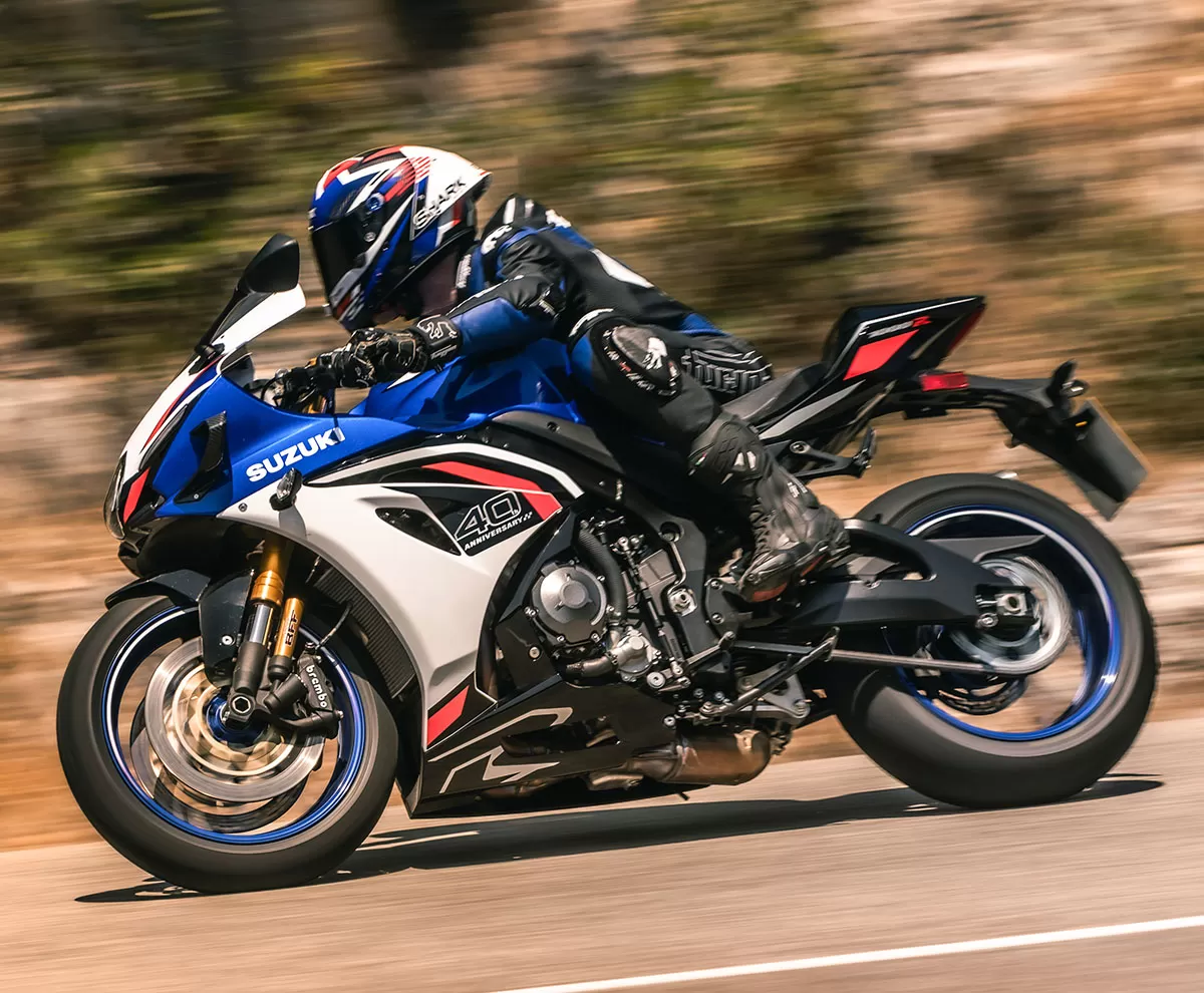 The new 2025 Suzuki GSX-R1000R available in Pearl Vigor Blue / Pearl Tech White