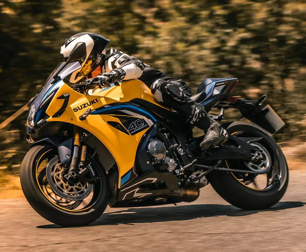 The new 2025 Suzuki GSX-R1000R available in Pearl Ignite Yellow / Metallic Matt Stellar Blue