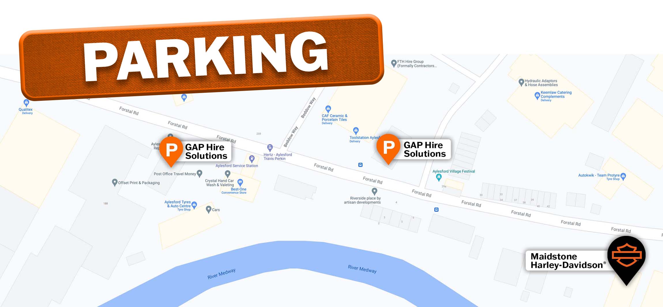 Available car parking at Maidstone Harley-Davidson's 1st July Summer BBQ
