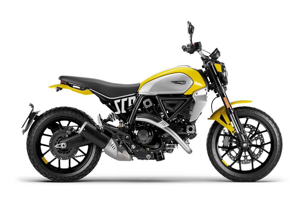 Ducati Scrambler 800 models now available with 5.9% APR representative finance (HP & PCP), with a £1,000 minimum deposit, plus a £500 performance voucher, at Laguna Motorcycles Ashford