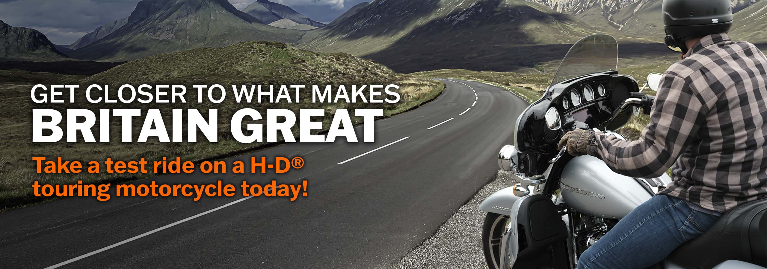Take a test ride on a Harley-Davidson touring motorcycle 