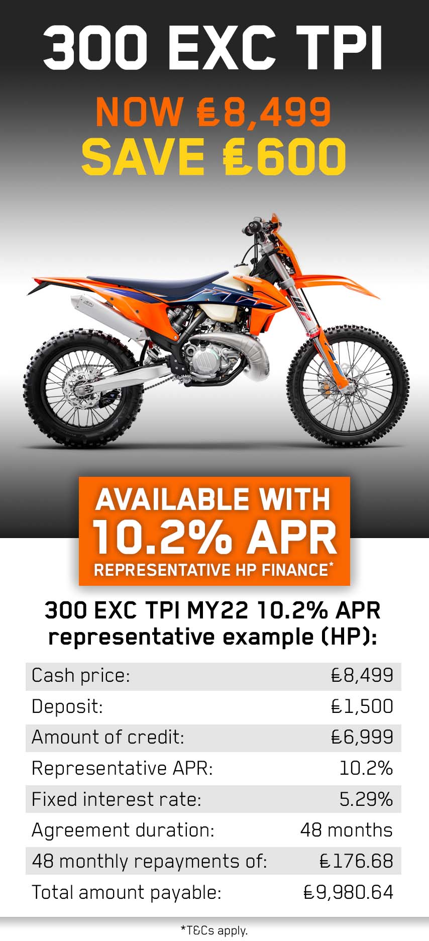 Exclusive Laguna offer now available on the KTM 300 EXC TPI