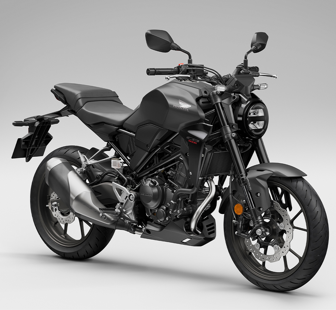 The All New Honda CB300R in MAT GUNPOWDER BLACK METALLIC MY22