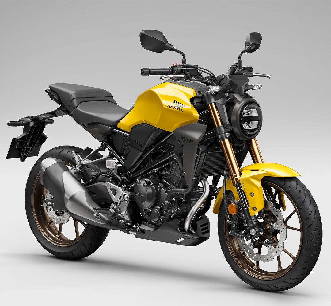 The All New Honda CB300R in PEARL DUSK YELLOW MY22