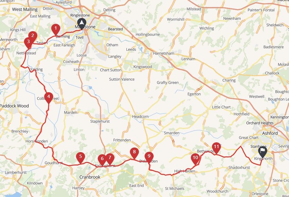 Ride route map