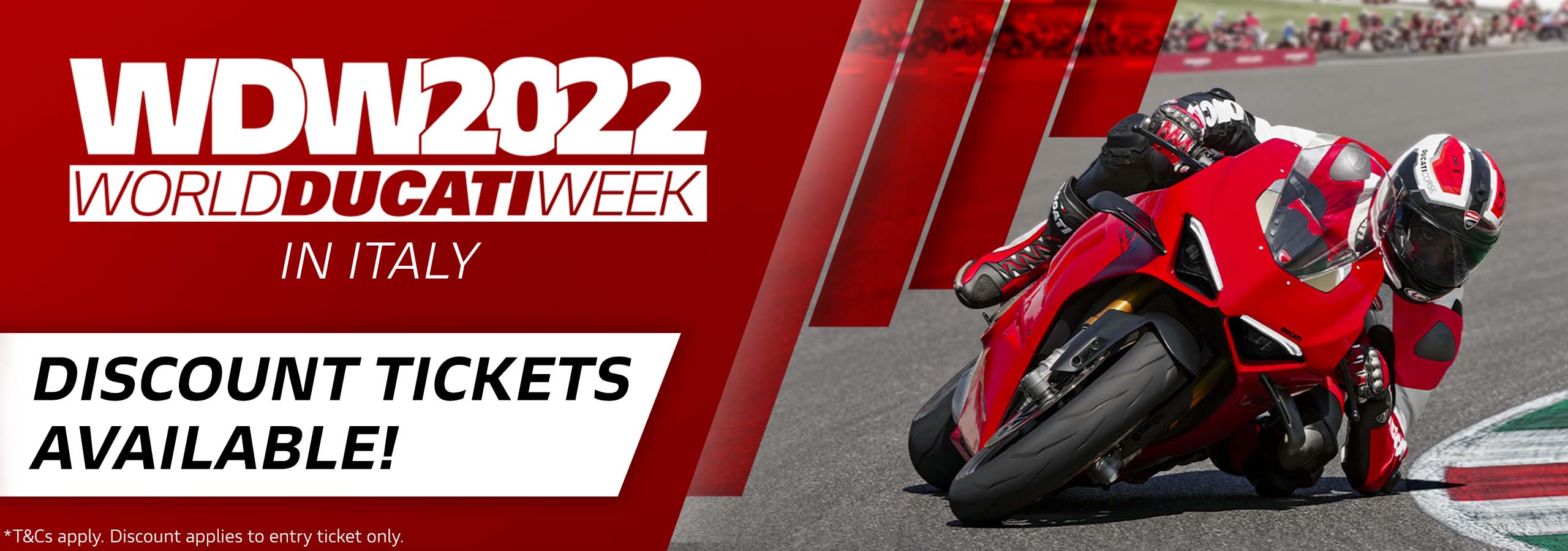 Get your World Ducati Week discount ticket code from us