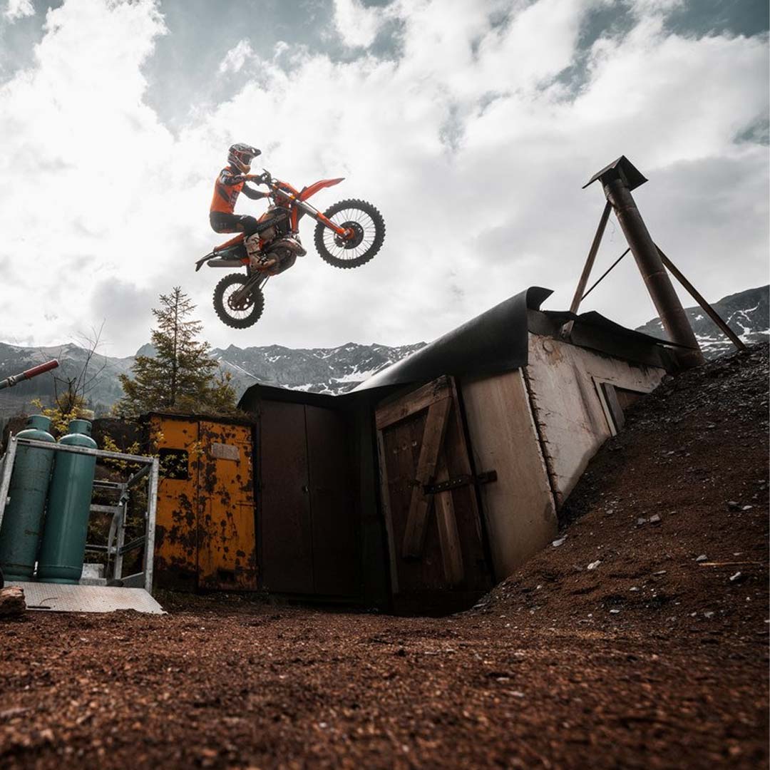 The KTM 300 EXC getting air