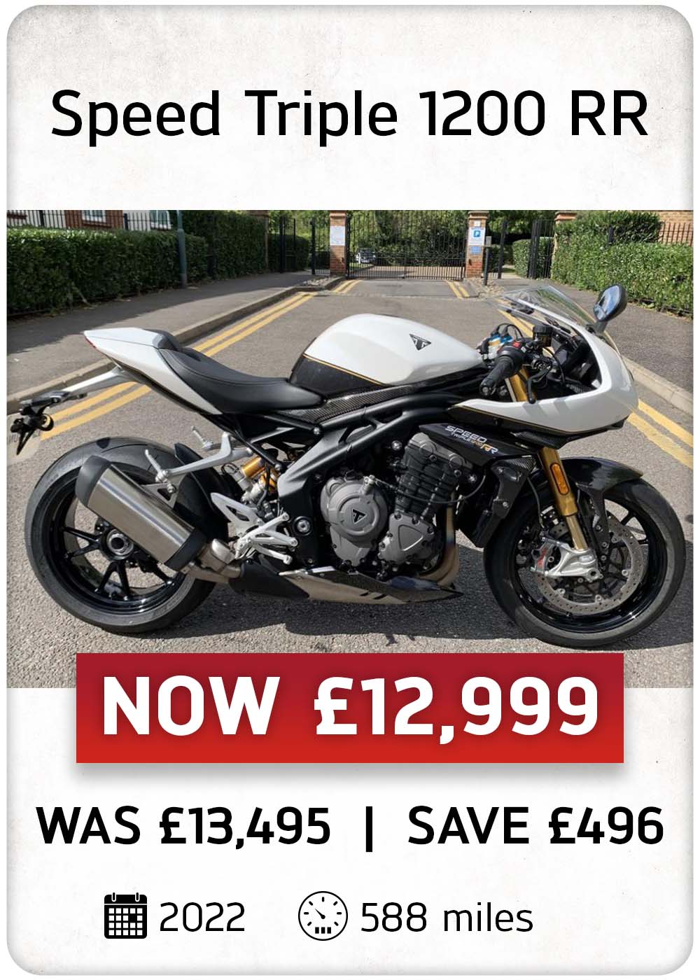 Triumph SPEED TRIPLE 1200 RR for sale in our Used Bike Specials at Laguna Motorcycles in Maidstone