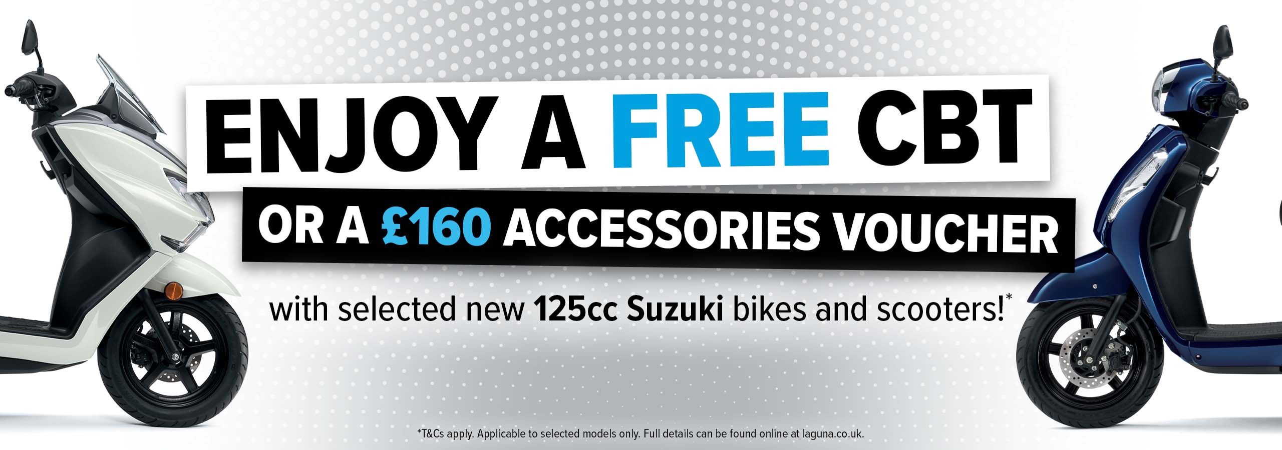 Free CBT or Accessories Voucher with selected 125cc motorcycles and scooters at Laguna Motorcycles