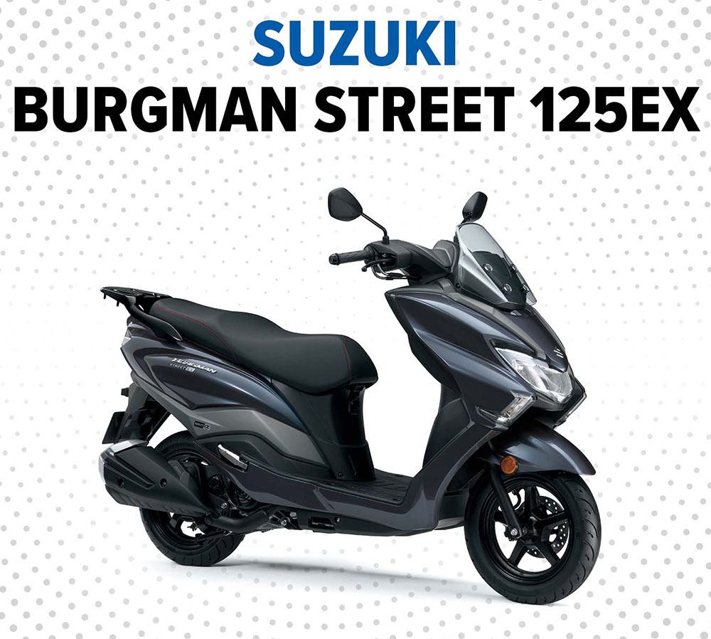 Enjoy a free CBT or a £160 clothing and accessories voucher with the Suzuki Burgman Street 125EX