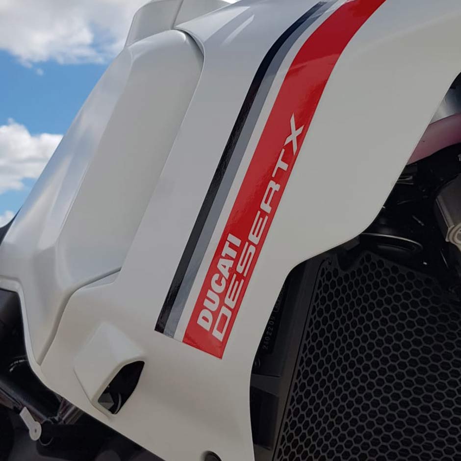 Ducati DesertX logo on tank