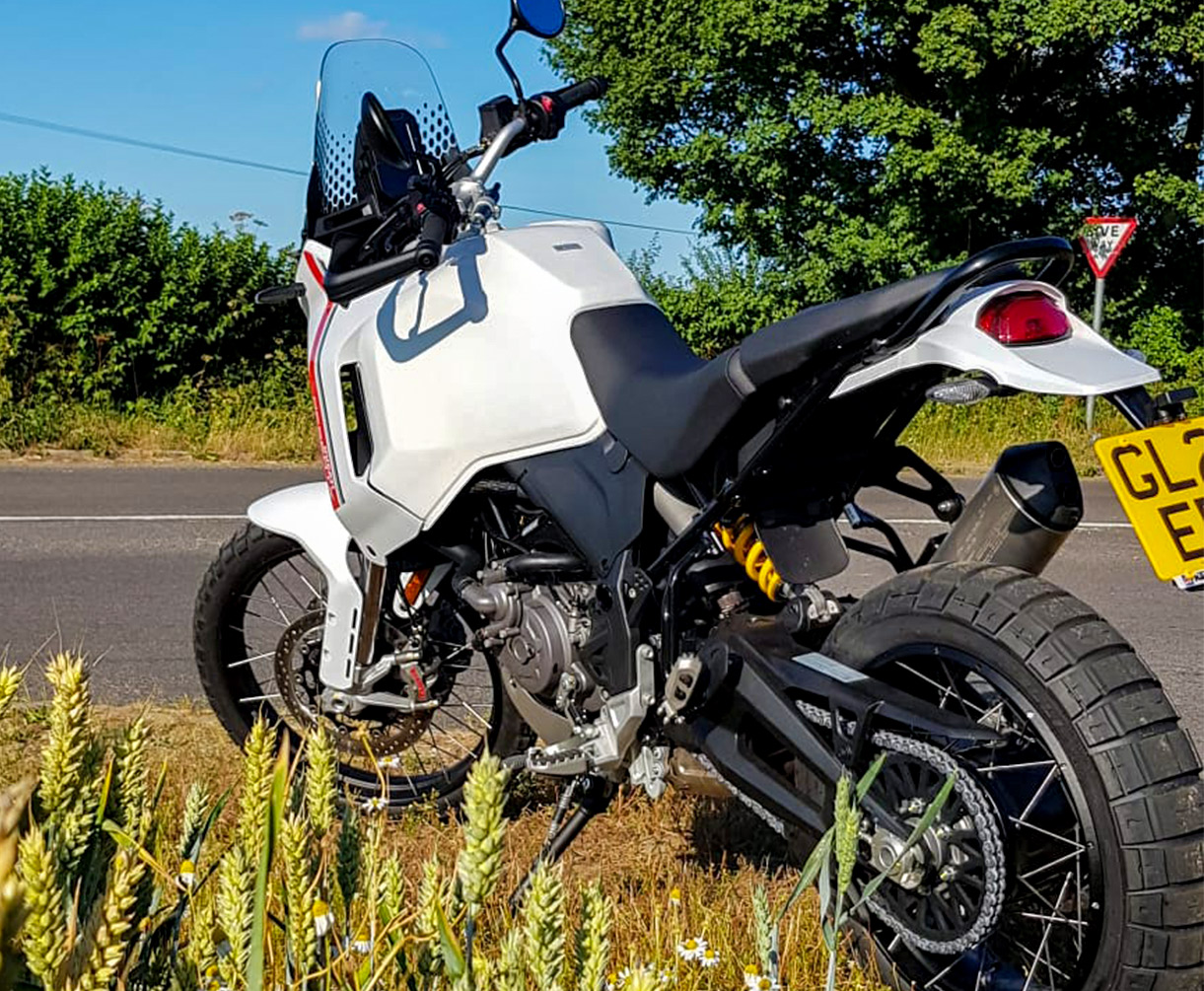 Ducati DesertX rear shot out and about