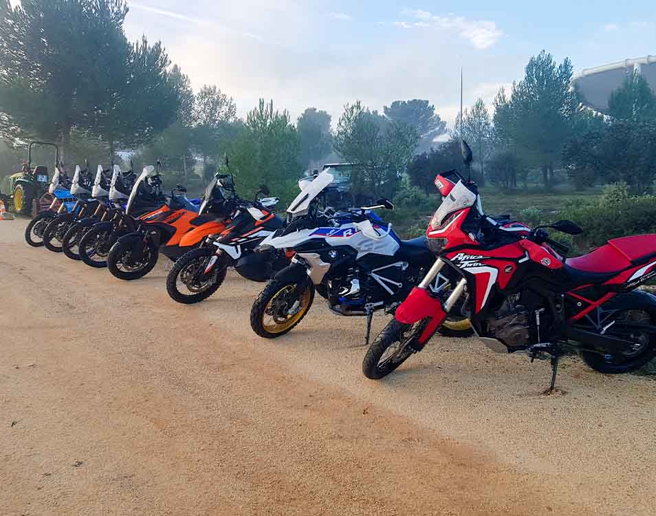 Row of offbrand motorcycles