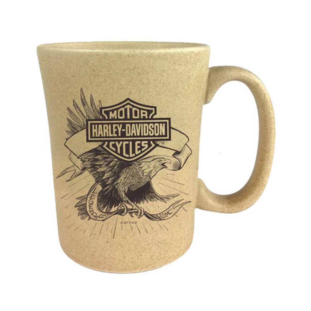 Harley-Davidson® Speckle B&S Eagle Ceramic Coffee Cup, Natural