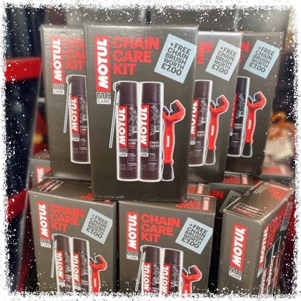 Motul Chain Care Kit with Free Brush Oxford Tin Metal Garage Motorcycle Signs available at Maidstone Honda