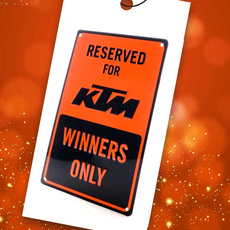 KTM Parking Tin Sign available at Laguna Motorcycles