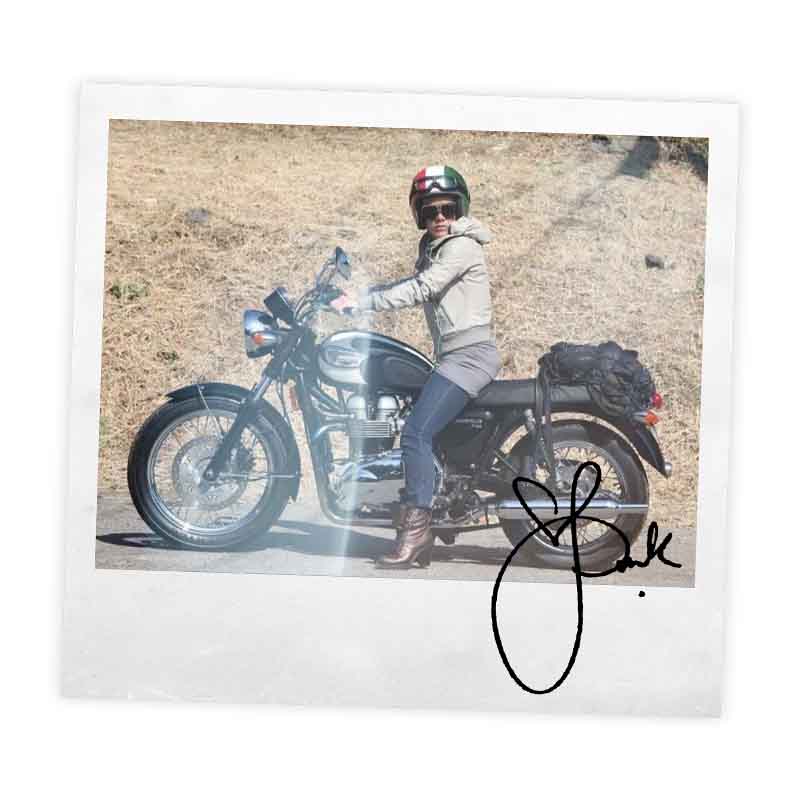 Signed polaroid of P!NK and her Bonneville T100