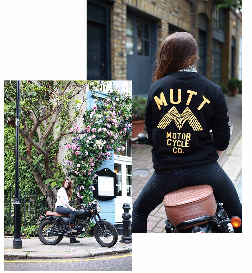 Steph Bolam on her Mutt Motorcycle photoshoot
