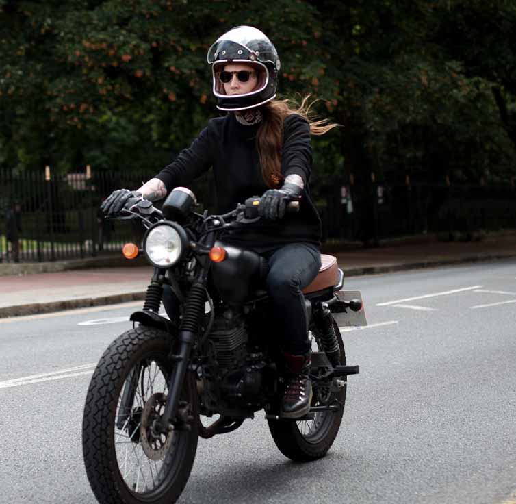 Steph Bolam riding her 2014 Mutt Motorcycle