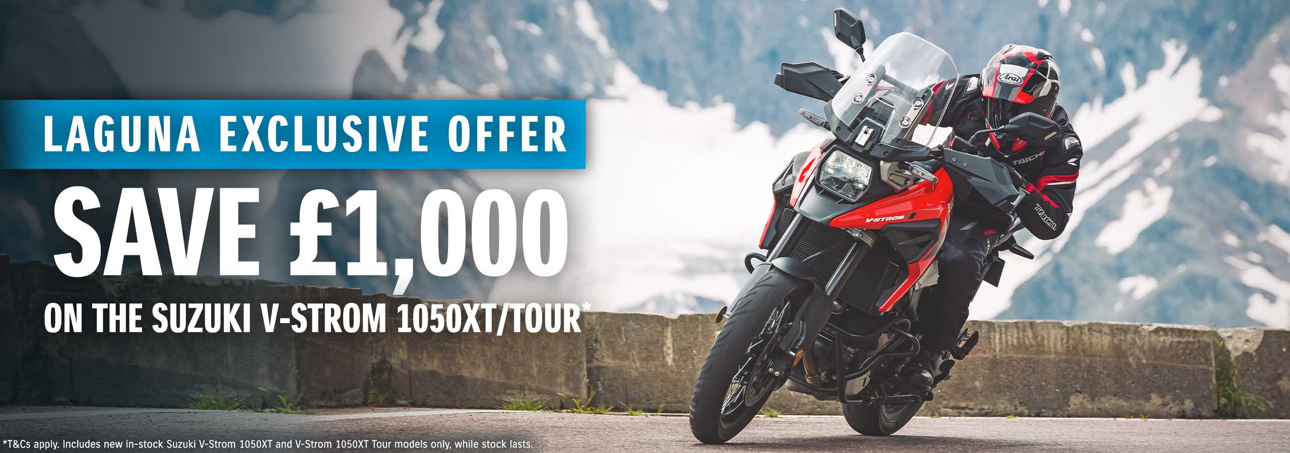 Save £1,000 on Suzuki V-Strom 1050XT models at Laguna Motorcycles