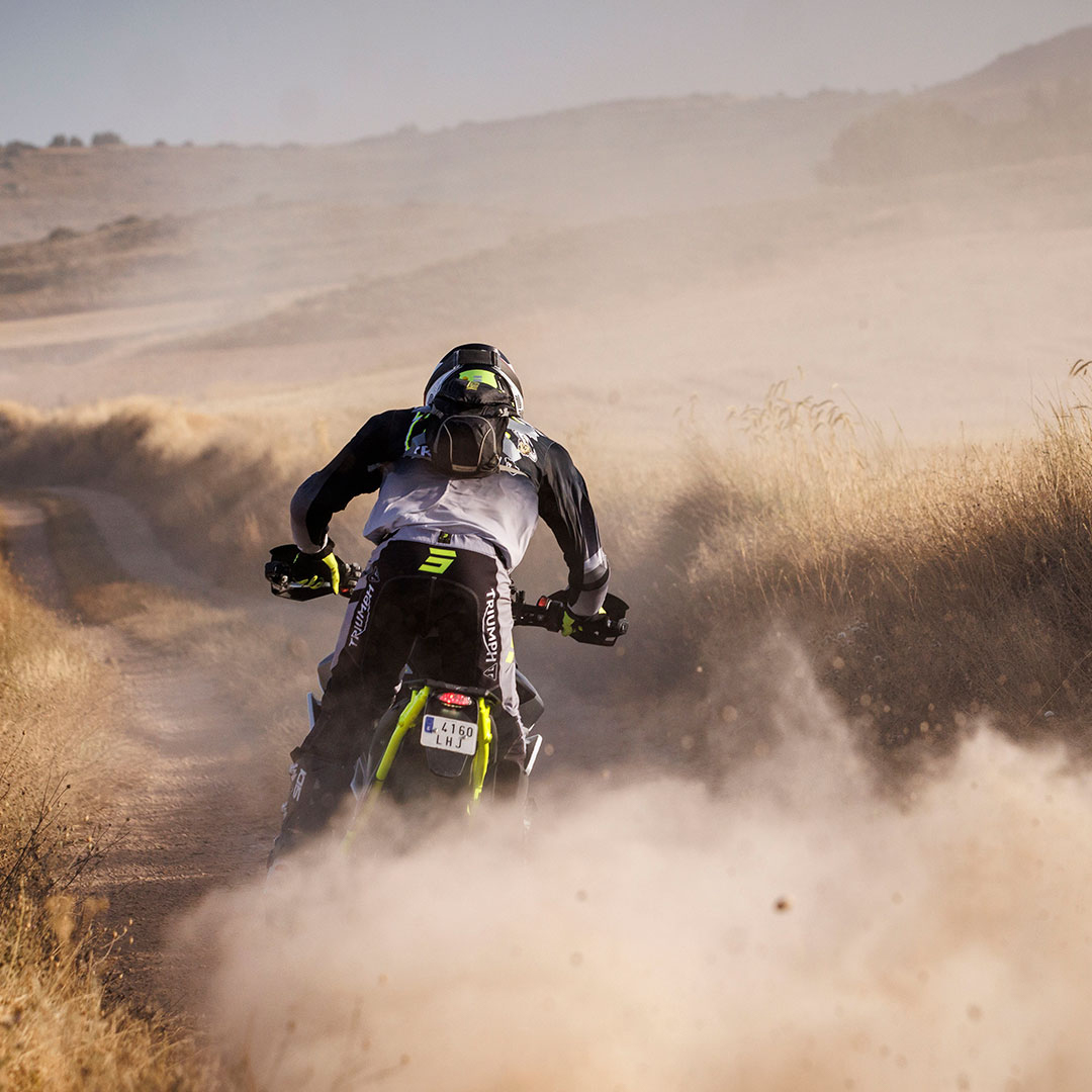 The Tiger 900 Rally Pro in action at the Baja Aragon Rally