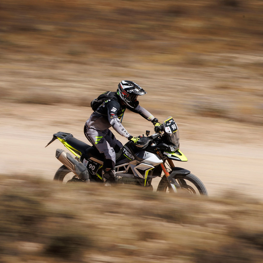 The Tiger 900 Rally Pro in action at the Rally