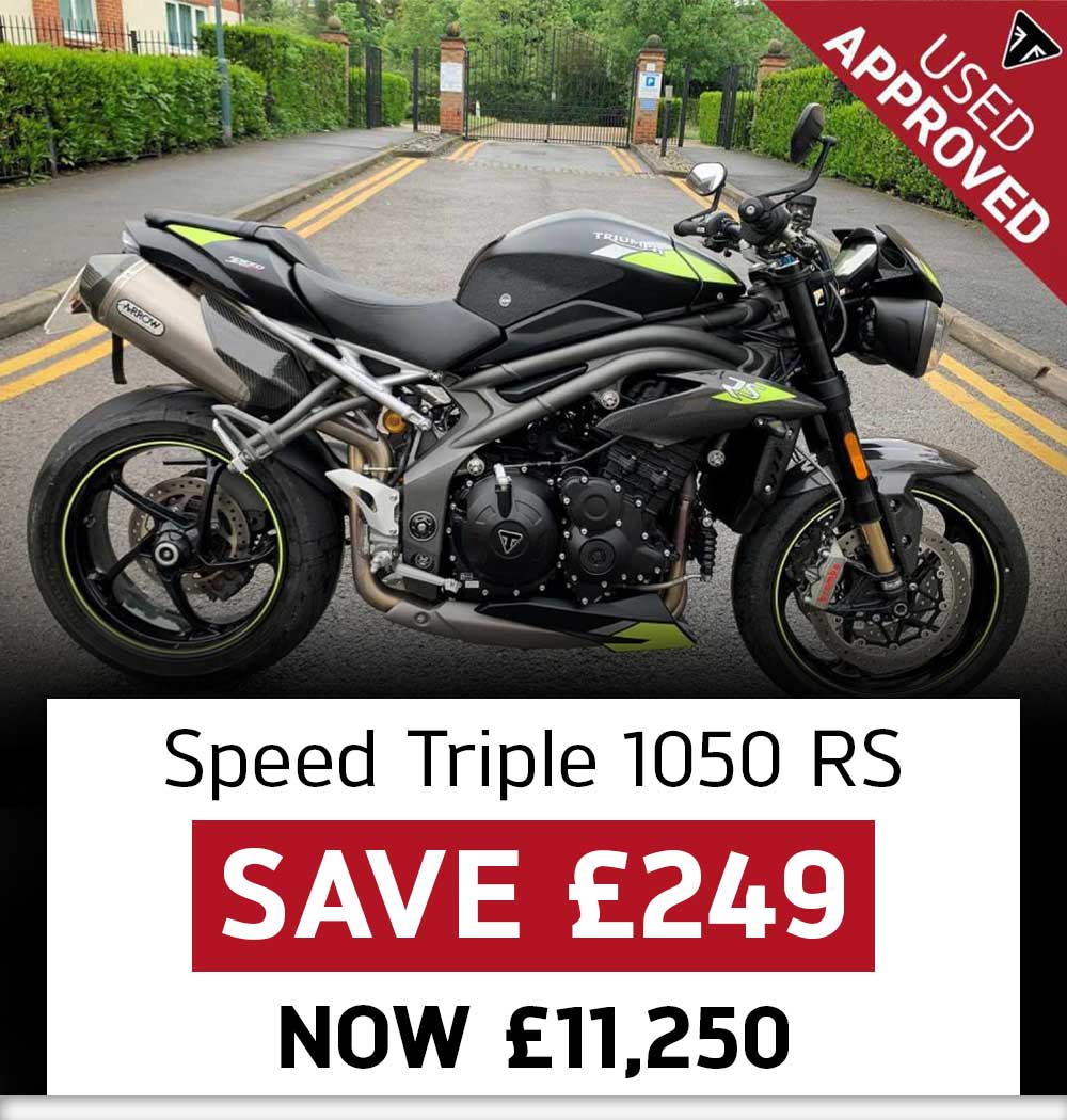 Triumph Speed Triple 1050 RS available in the Laguna Triumph Used Bike Specials