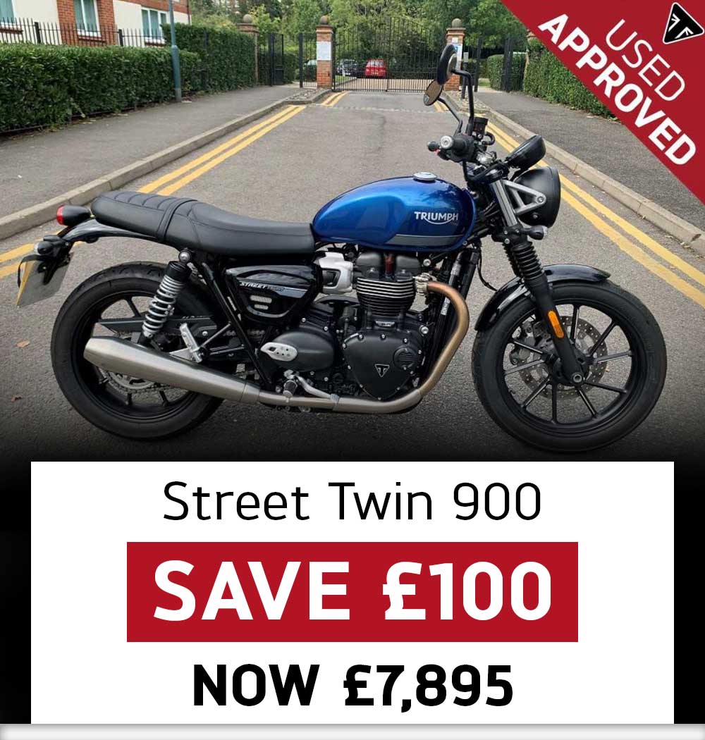 Triumph Street Twin 900 in blue available in the Laguna Triumph Used Bike Specials