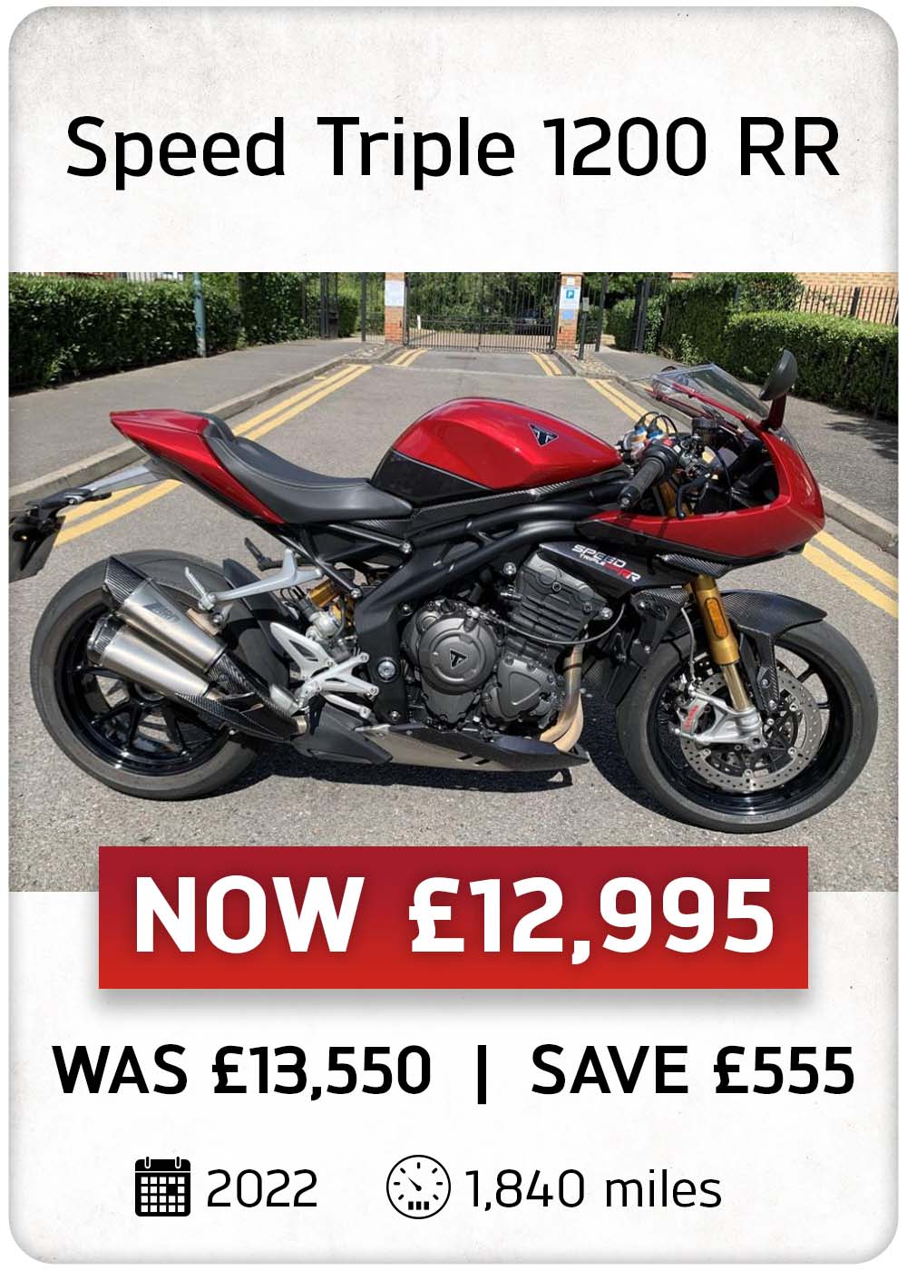 Triumph SPEED TRIPLE 1200 RR for sale in our Used Bike Specials at Laguna Motorcycles in Maidstone