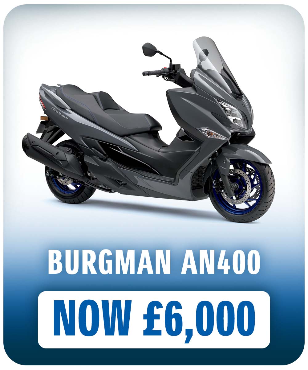 Suzuki Burgman 400 in the Suzuki Pre-Reg Sale at Laguna Motorcycles Maidstone